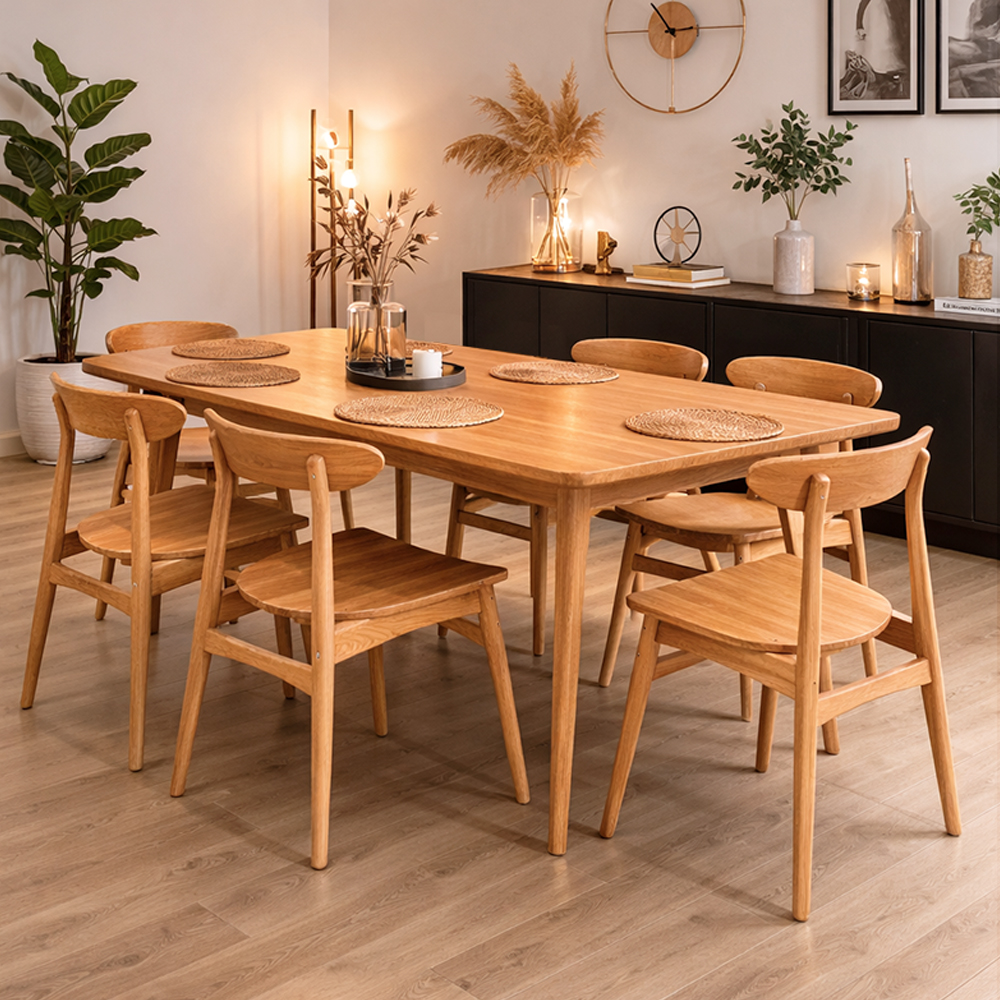 SET DOMINICAN TABLE 160*80*77 CM 1 TABLE + 6 CHAIRS